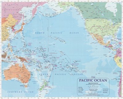 Pacific Ocean with Islands Map – MapCo NZ Ltd – Maori, Pacific Island ...