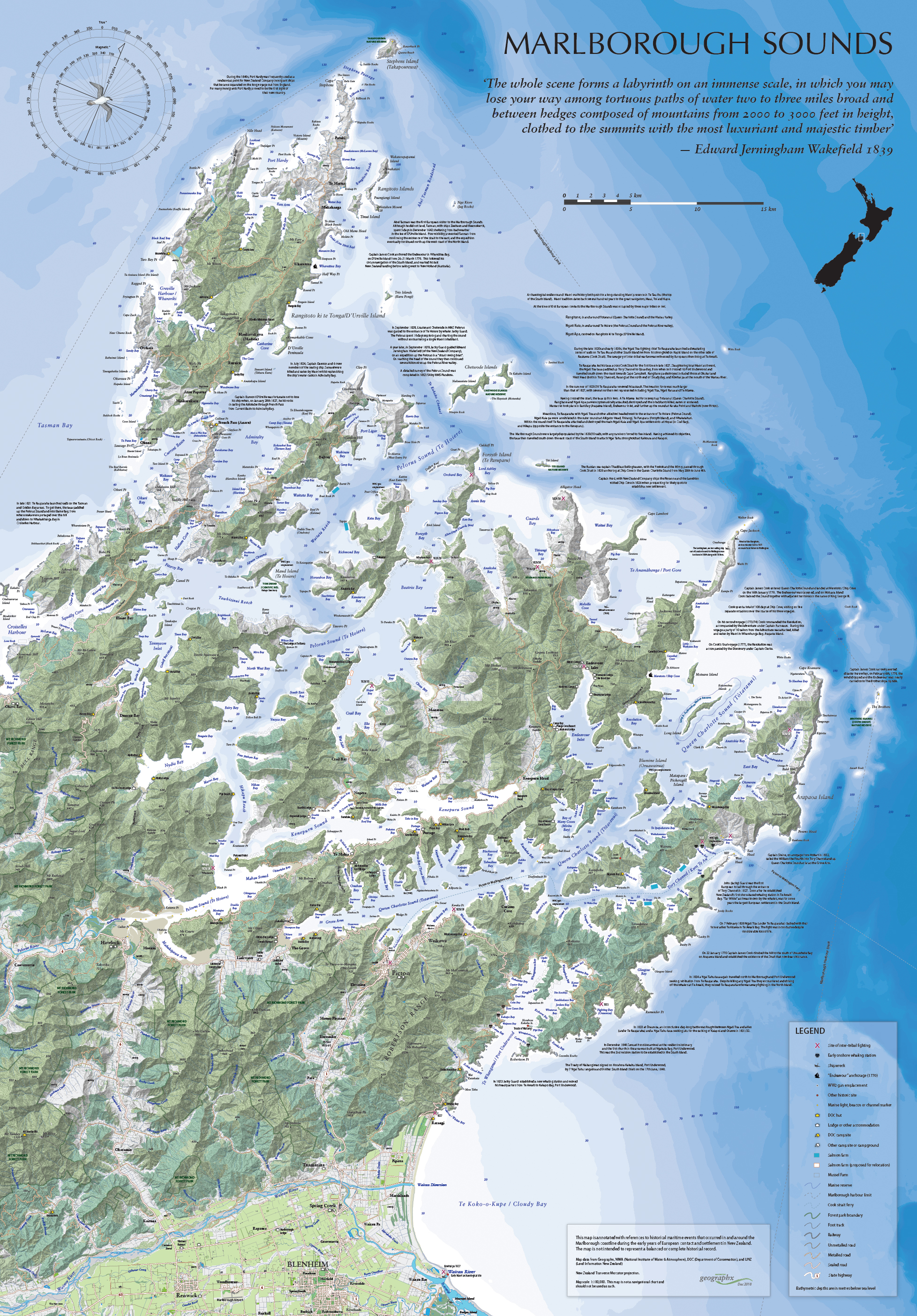 Marlborough Sounds Geographx Map Mapco Nz Ltd Maori Pacific